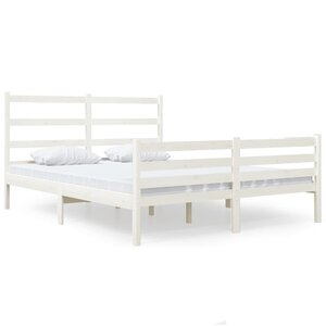 vidaXL Cadre de lit Blanc Bois de pin massif 120x190 cm Petit double