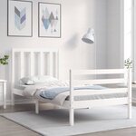 vidaXL Cadre de lit avec tête de lit blanc 90x200 cm bois massif