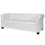 vidaXL Canapé Chesterfield à 3 places cuir synthétique blanc