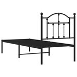vidaXL Cadre de lit métal avec tête de lit noir 75x190 cm