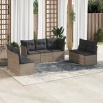 vidaXL Salon de jardin avec coussins 7 Pièces gris résine tressée