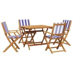 vidaXL Ensemble à manger de jardin 5 Pièces bleu blanc tissu bois massif