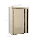 vidaXL Garde-robe pliable Crème 110x45x175 cm Tissu