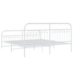 vidaXL Cadre de lit métal avec tête de lit/pied de lit blanc 183x203cm