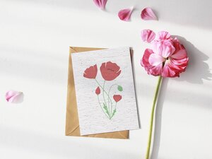 Carte à planter coquelicot stylisés