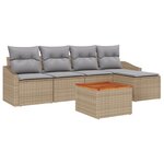 vidaXL Ensemble de canapé de jardin 6 pièces avec coussins Beige Polyrotin Acacia