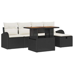 vidaXL Ensemble de canapé de jardin 6 Pièces Noir polyrotin
