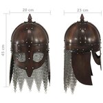 vidaXL Casque de guerrier viking antique pour GN Cuivre Acier