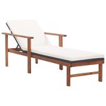 vidaXL Chaise longue et coussin Résine tressée et bois d'acacia Noir