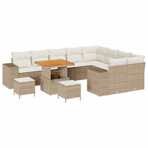 vidaXL Ensemble de canapé de jardin avec coussin 12 Pièces Beige et crème