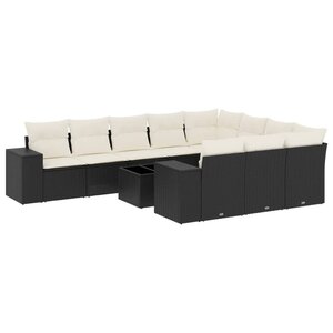 vidaXL Salon de jardin 11 Pièces avec coussins noir résine tressée