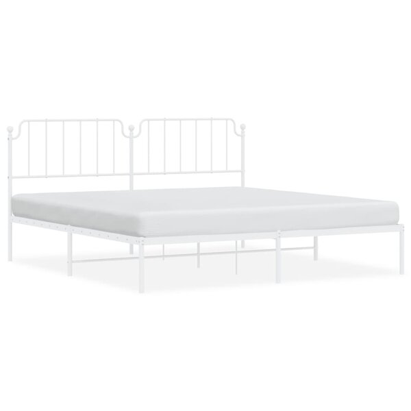 vidaXL Cadre de lit métal avec tête de lit blanc 200x200 cm