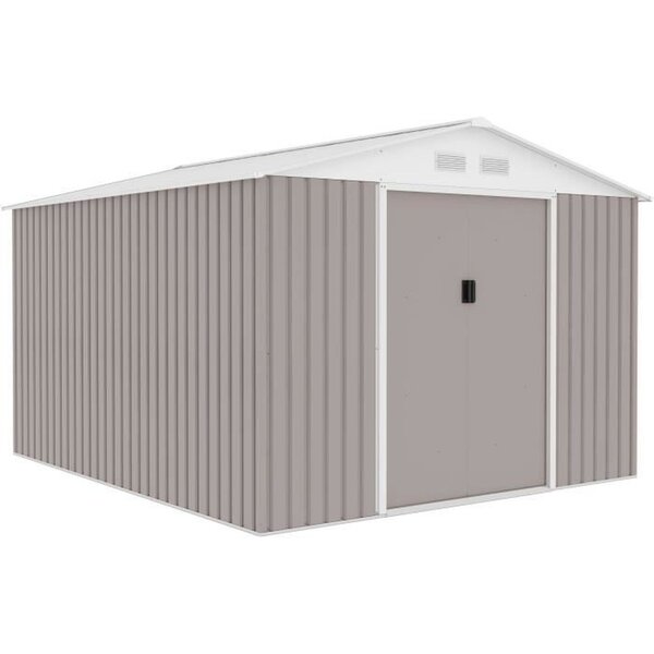 Abri de jardin en métal 8 84 m² - 277 x 319 x 202 cm - Kit d'ancrage inclus - Taupe