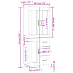 vidaXL Buffet haut Blanc 69 5x34x180 cm Bois d'ingénierie