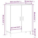 vidaXL Buffet gris béton 69 5x34x90 cm bois d'ingénierie