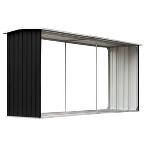 vidaXL Abri de stockage à bois Acier galvanisé 330x92x153cm Anthracite