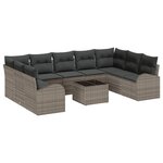 vidaXL Ensemble de Canapé de Jardin 9 Pièces avec Coussins Noir en Rattan