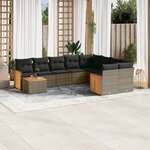 vidaXL Salon de jardin avec coussins 10 Pièces gris résine tressée