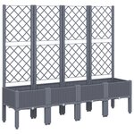 vidaXL Jardinière avec treillis gris 160x40x142 cm PP