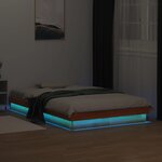 vidaXL Cadre de lit à LED cire marron 140x190 cm bois de pin massif