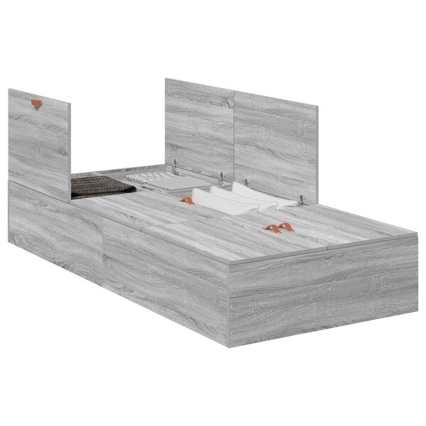 Cadre de lit de rangement vidaXL Gris Sonoma 100x200 cm