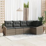 vidaXL Ensemble de Salle à Manger de Jardin 5 Pièces avec Coussins Gris Poly Rattan