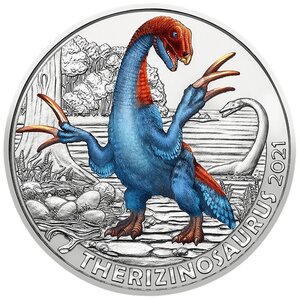 Pièce de monnaie 3 euro Autriche 2021 – Therizinosaure