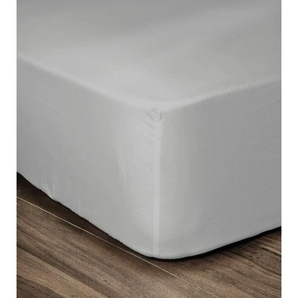 Drap Housse 100  coton 90 x 190 x 30 cm gris clair