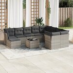 vidaXL Salon de jardin 11 Pièces avec coussins gris clair résine tressée