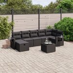 vidaXL Salon de jardin 8 Pièces avec coussins noir résine tressée
