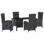 vidaXL Ensemble de salle à manger de jardin 5 pièces avec coussins en rotin synthétique noir