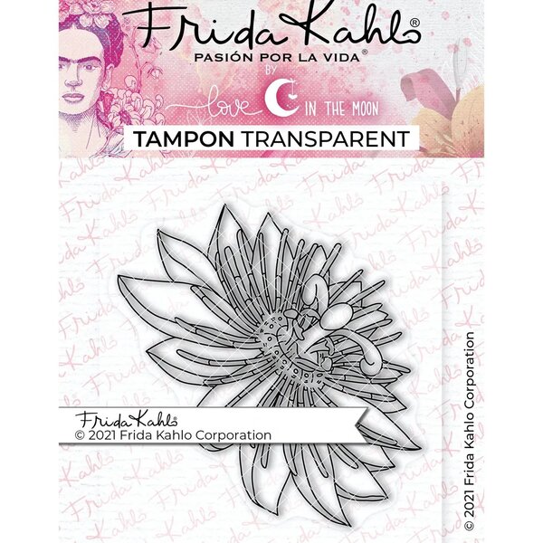 Tampon transparent - Fleur Passiflore 3 - 9 5 x 6 5 cm