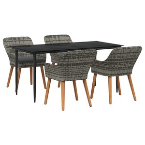 vidaXL Ensemble repas jardin 5 pièces Gris Poly Rattan