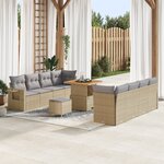 vidaXL Ensemble de Canapés de Jardin 11 Pièces avec Coussins en Rattan Poly Beige Acacia