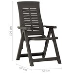 vidaXL Chaises inclinables de jardin lot de 2 Plastique Anthracite