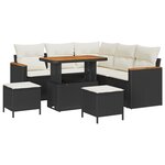 Ensemble de Canapés de Jardin 8 Pièces avec Coussins Noir Poly Rattan