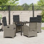 vidaXL Ensemble de salle à manger de jardin 5 pièces avec coussins en rattan poly gris