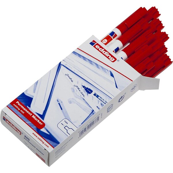 Marqueur Permanent 400 Rouge Pointe Fine 1 mm x 10 EDDING