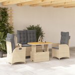 vidaXL Ensemble à manger de jardin coussins 4 Pièces beige résine tressée