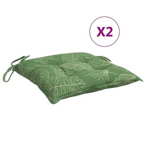 vidaXL Coussins de chaise lot de 2 à motif de feuilles 40x40x7 cm