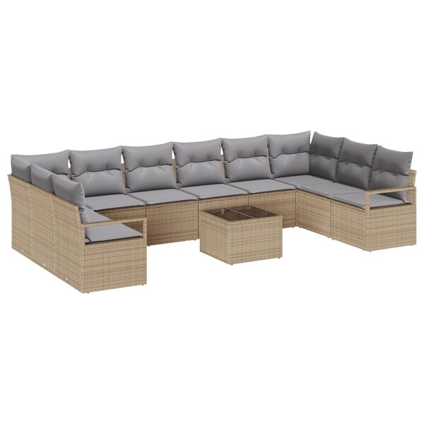 Canapés Jardin 11 pièces vidaXL avec Coussins Rattan Poly Noir