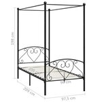 vidaXL Cadre de lit à baldaquin sans matelas noir métal 90x200 cm