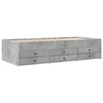 vidaXL Lit de jour et tiroirs gris béton 90x200 cm bois d'ingénierie