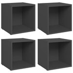 vidaXL Meubles TV 4 Pièces gris 37x35x37 cm bois d’ingénierie