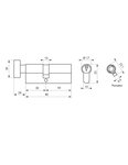 THIRARD - Cylindre de serrure à bouton  30Bx60mm  anti-arrachement  laiton  3 clés