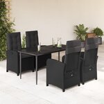 vidaXL Ensemble à manger de jardin coussins 5Pièces Noir Résine tressée