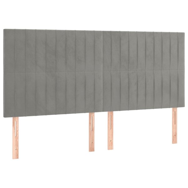vidaXL Têtes de lit 4 Pièces Gris clair 90x5x78/88 cm Velours