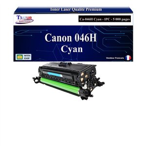 T3AZUR - Toner compatible avec Canon 046H pour Canon MF-732Cdw MF-734Cdw MF-735Cx Cyan - 5 000p