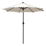 Parasol octogonal inclinable Ø 2 7 x 2 4 m lumineux solaire 24 LED polyester haute densité 180 g/m² crème