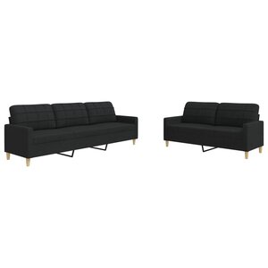 vidaXL Ensemble de canapés 2 Pièces noir tissu